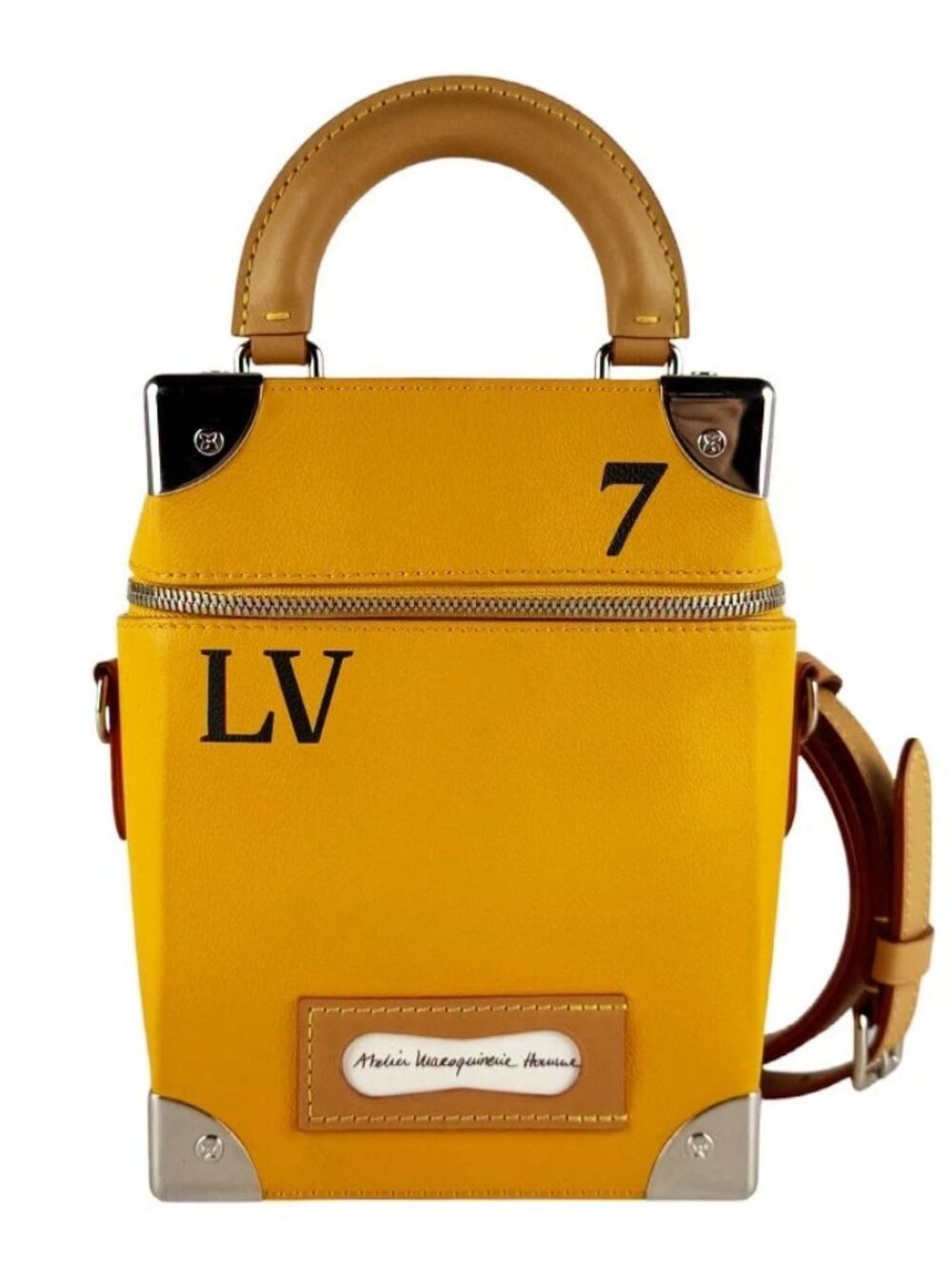 LOUIS VUITTON Vertical Box Trunk Shoulder Bag Orange Leather